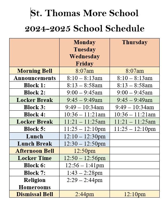 Bell schedule 2425