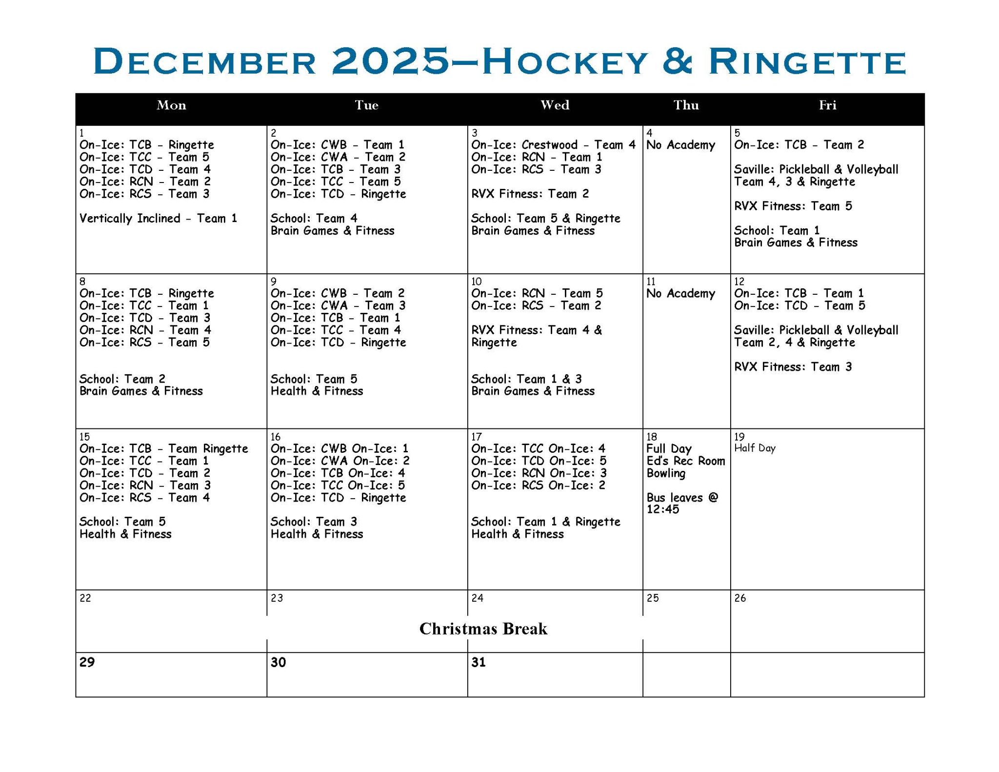 December 2025 Hockey & Ringette Updated