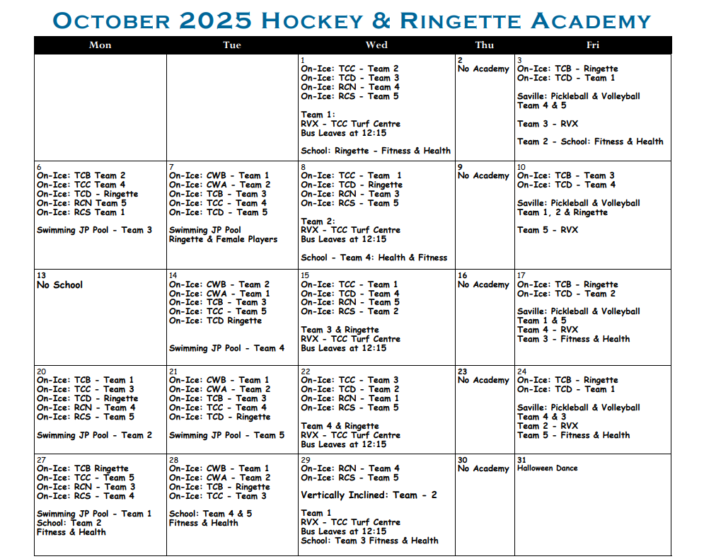 Oct Hockey & Ringette 2025